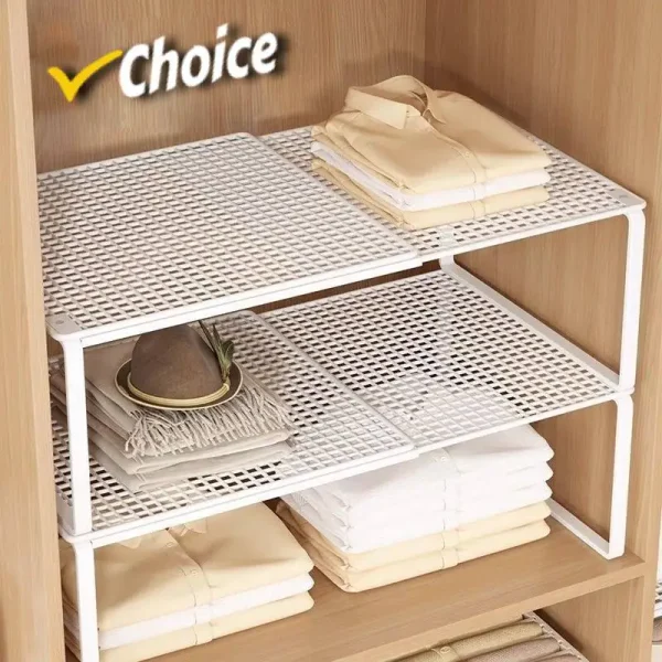 1pc Wardrobe Scalable Layered Partition Board Stackable Large-capacity Shelf Shoe Cabinet Sorting Board Wardrobe Organizer