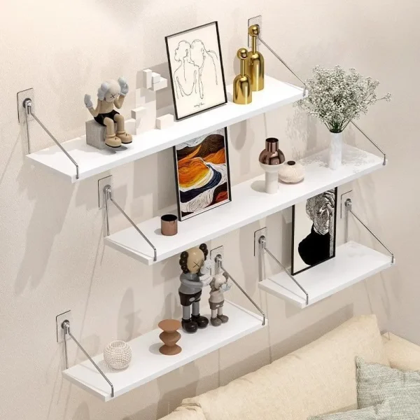 Multi-Layer No-Drill Wall-Mounted Shelves-Floating Storage Racks for Living Room,Bedroom,Bedside & Router, Set-Top Box Organizer