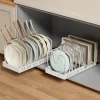 Pull‑Out Pots Pans Organizer Sliding Kitchen Storage Rack for Lids Spices Tableware