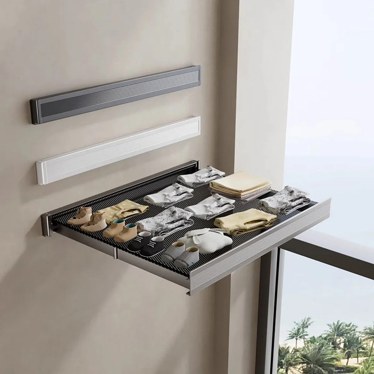 Foldable Wall Mounted Hat & Clothes Rack - Space Saving Organizer with Hooks for Bathroom, Balcony and Entryway - Image 3