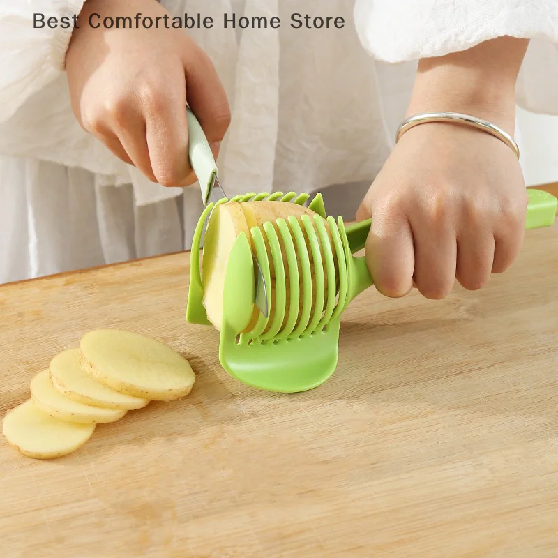 Kitchen Gadgets Handy Plastic Onion Rack Potato Tomato Slicer Vegetable Fruit Cutter Safe Cooking Tools Accessories - Image 4