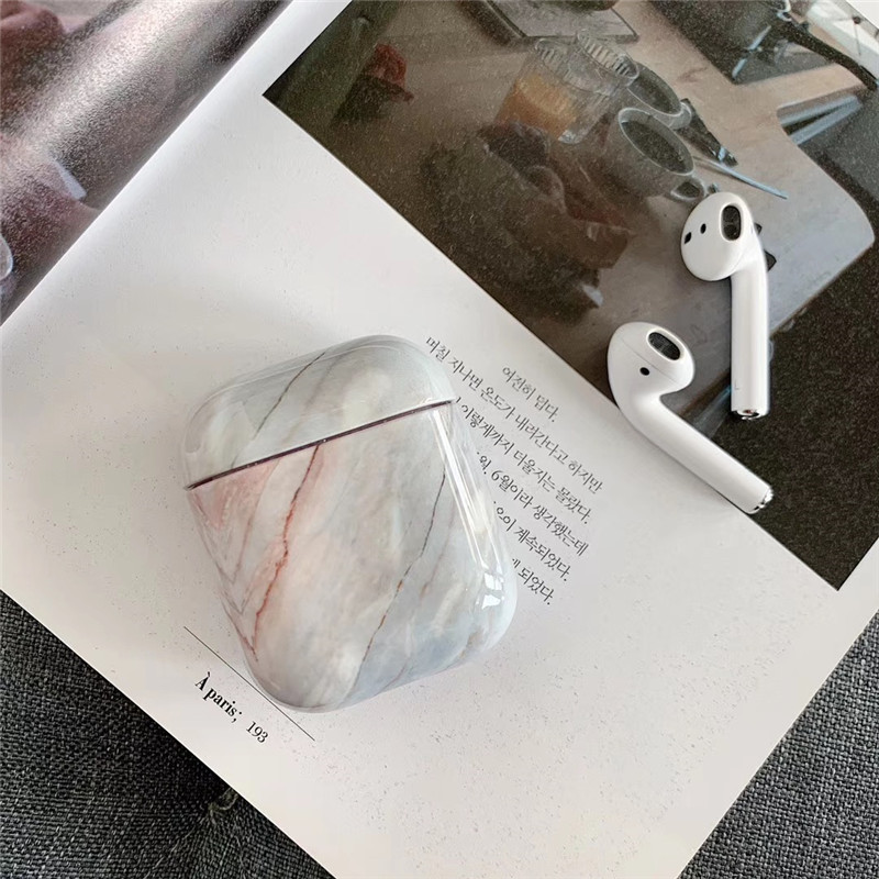 Compatible with Apple, White Marble Case for Airpods Earphone Case - Image 2
