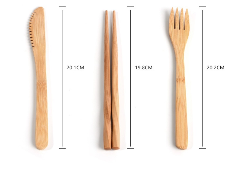 Bamboo Utensils Wooden Travel Cutlery Set Reusable Utensils With Pouch Camping Utensils Zero Waste Fork Spoon Knife Flatware Set - Image 2