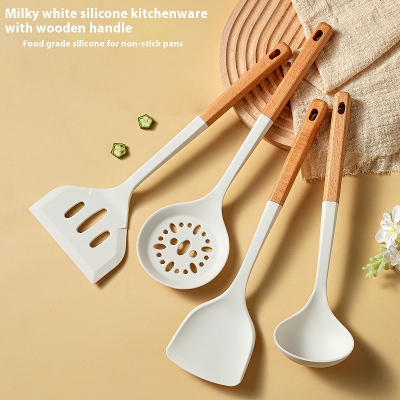 Fashion Wooden Handle Silicone Spatula Suit