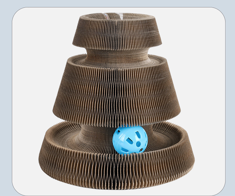 Magic Organ Foldable Cat Scratch Board Toy With Bell Cat Grinding Claw Cat Climbing Frame Round Corrugated Cats Interactive Toys - Image 7