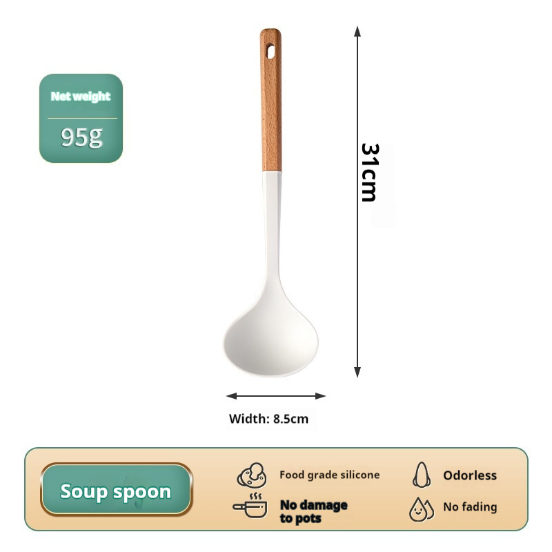 Fashion Wooden Handle Silicone Spatula Suit - Image 7