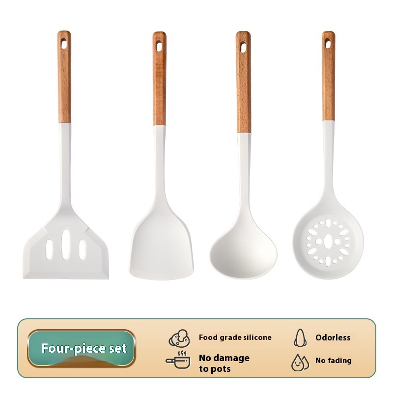 Fashion Wooden Handle Silicone Spatula Suit - Image 4