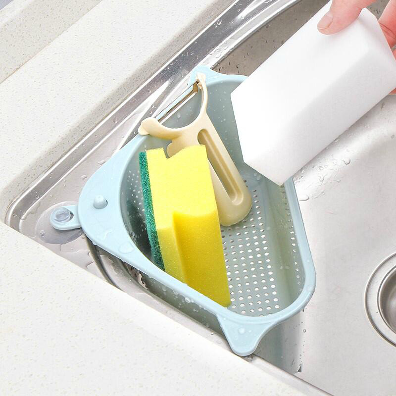 Kitchen Sink Multi-function Triangle Storage Rack Multi-purpose Dishwashing Sponge Drain Rack Storage Rack - Image 5