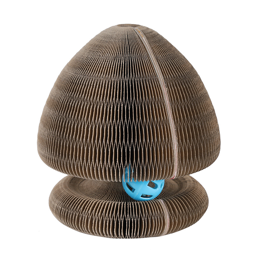 Magic Organ Foldable Cat Scratch Board Toy With Bell Cat Grinding Claw Cat Climbing Frame Round Corrugated Cats Interactive Toys - Image 5